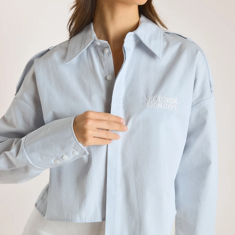 Asymmetrisches Hemd - Blau Stripe