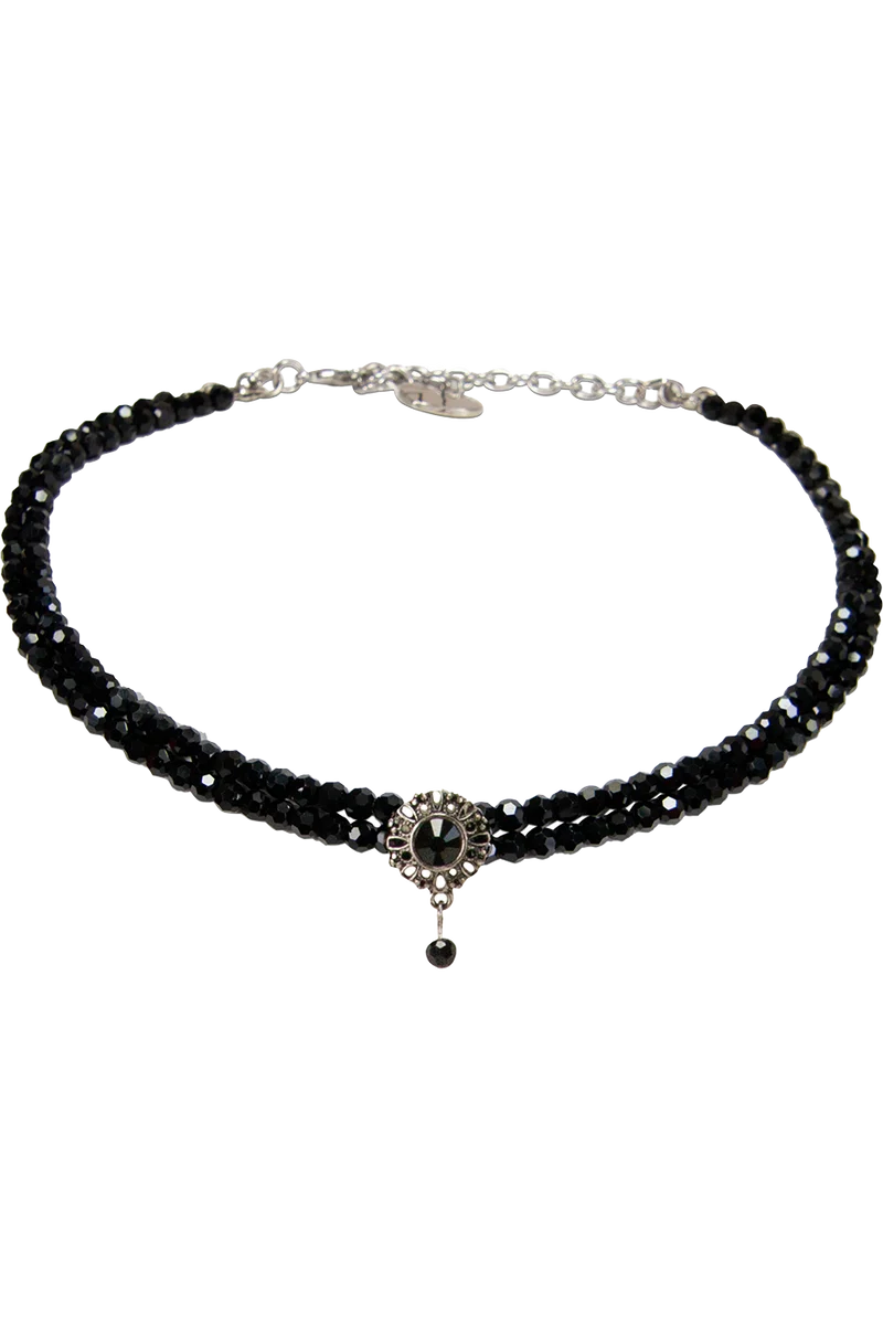 Damen Kropfkette aus Perlen - schwarz