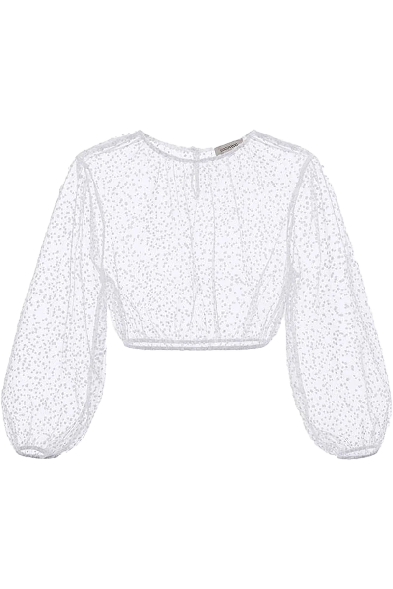 Dirndlbluse transparent mit Punktemuster