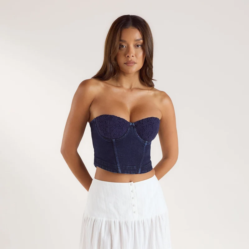 Denim Korsett-Oberteil - Indigo