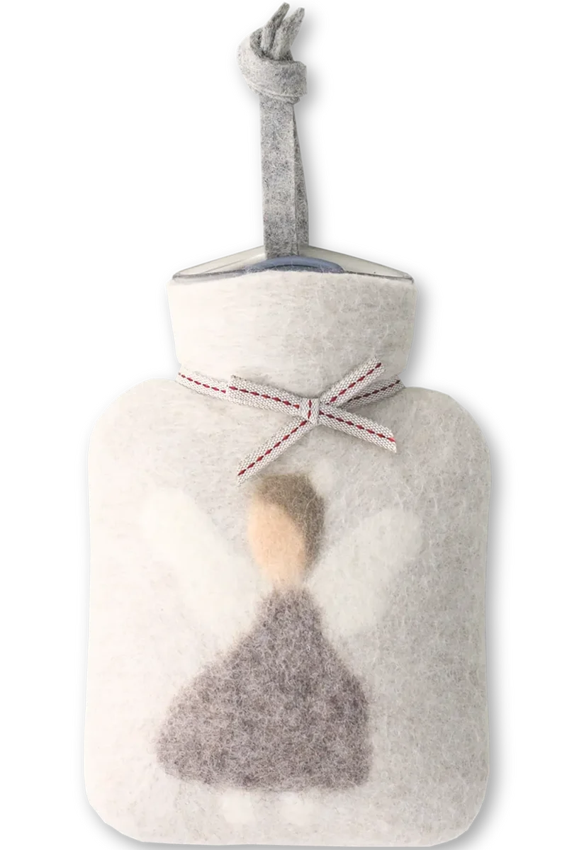 Wollfilz-Mini-Wärmflasche mit Schutzengelmotiv