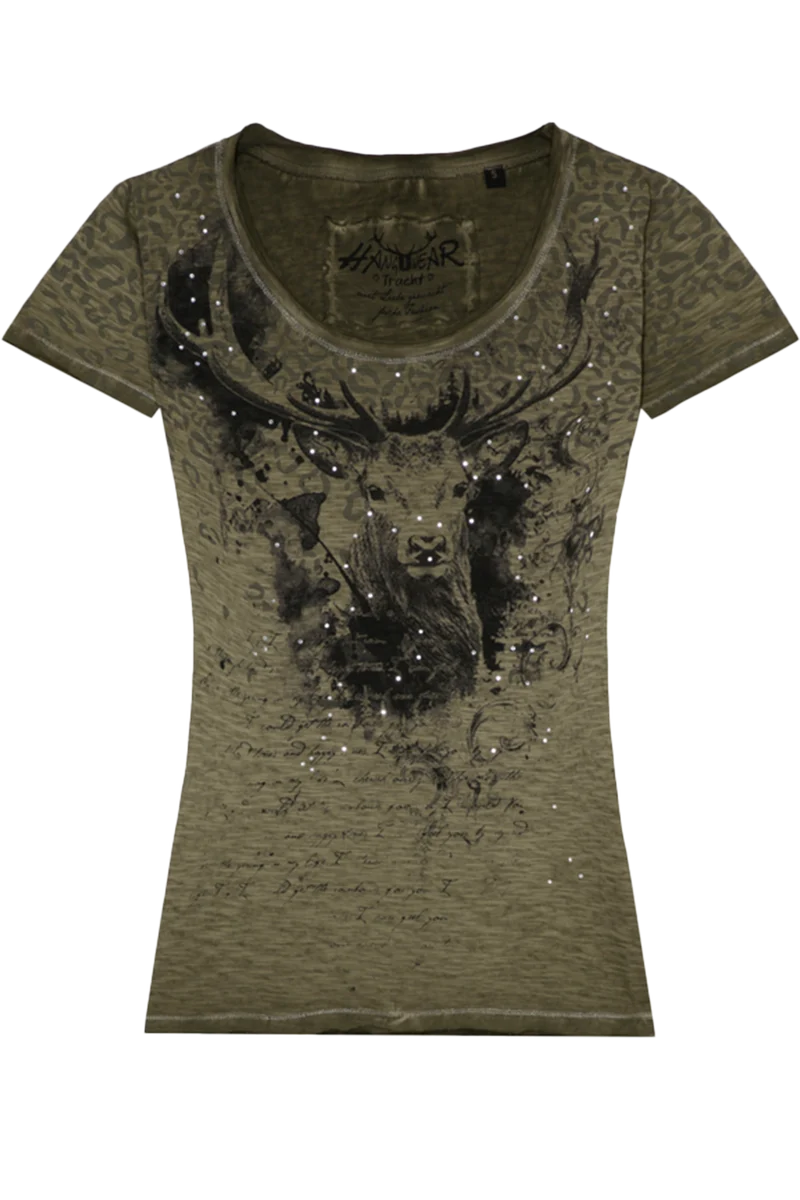 Damen T-Shirt mit Hirschkopf-Aufdruck