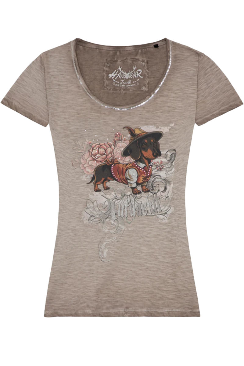 Damenshirt Dackel - grau