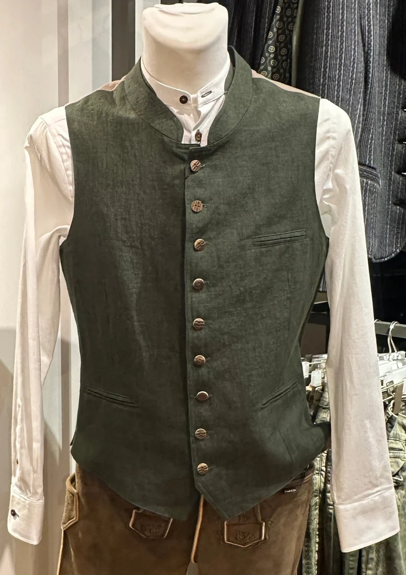 Herrenweste G'weih & Silk moosgrün