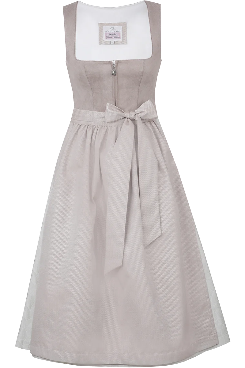 Midi-Dirndl PIDING/70 taupe von Marjo - mit Veloursoberteil