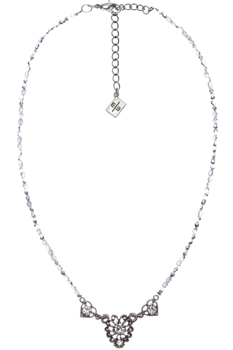 Damen Halskette mit Glasperlen und Anhänger