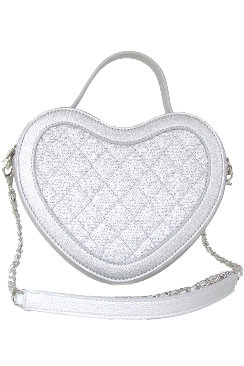Damen Trachtentasche in Herzform - silber
