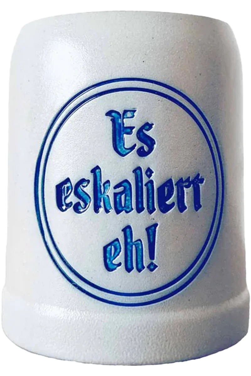 Bierkrug 'Es eskaliert eh!'