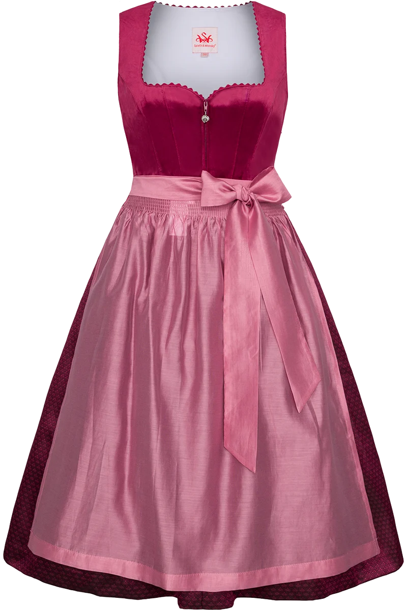 Midi-Dirndl mit Samtoberteil und Herzausschnitt