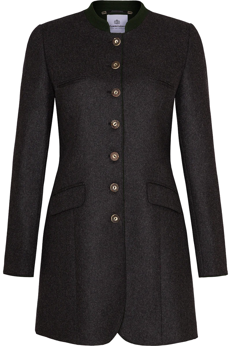 Damen Gehrock aus Loden mit Stehkragen - anthra tanne