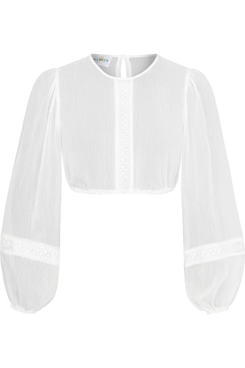 Dirndlbluse hochgeschlossen mit Spitzeneinsatz