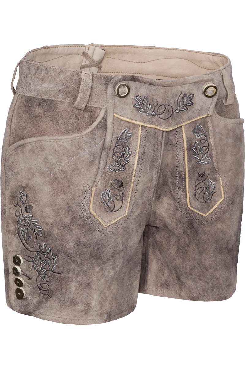 Damen Lederhosen-Shorts mit dekorativem Hosenlatz