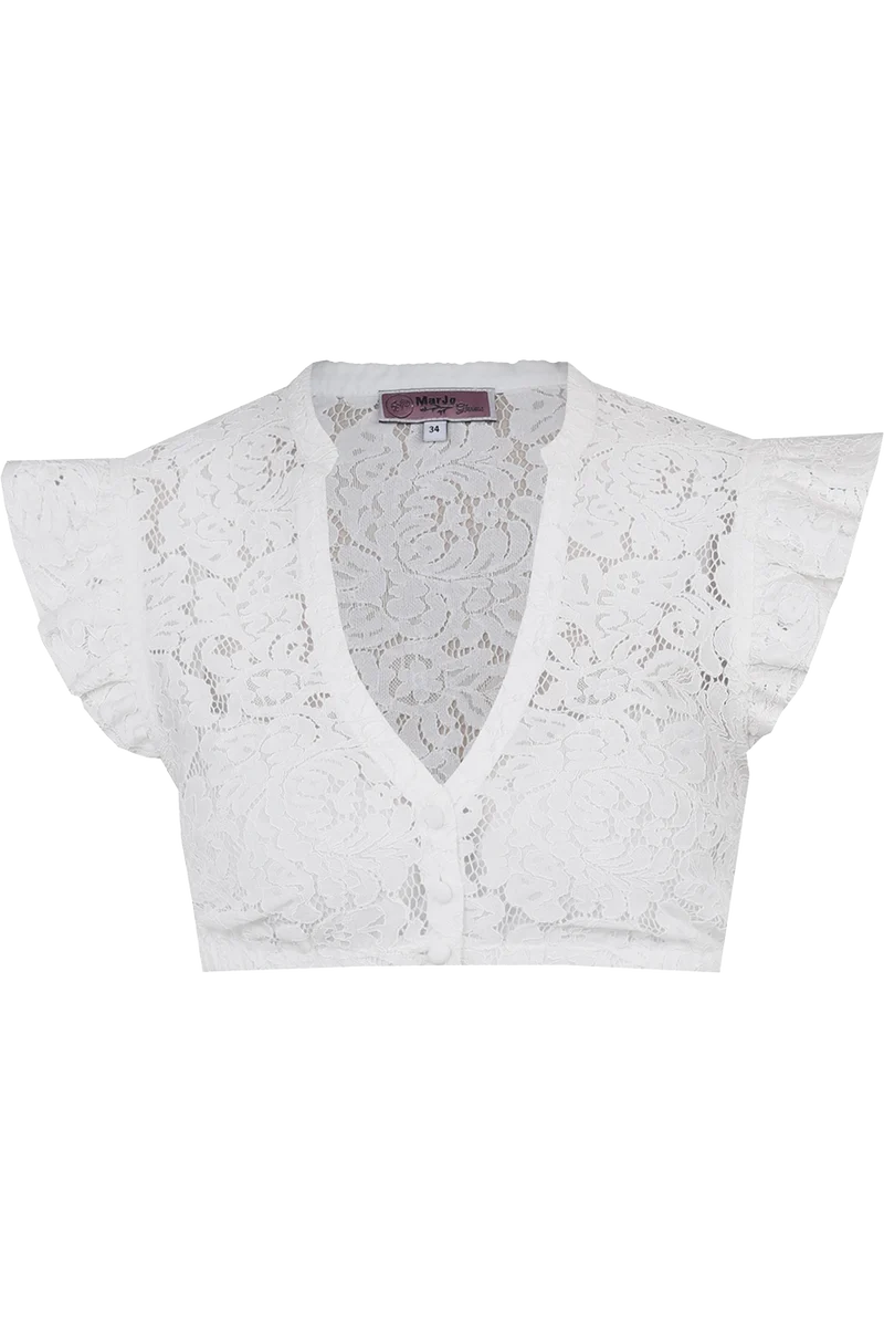 Dirndlbluse mit Flügelärmel und Spitzenmuster