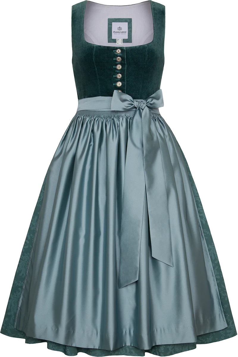 Midi-Samtdirndl mit eckigem Ausschnitt