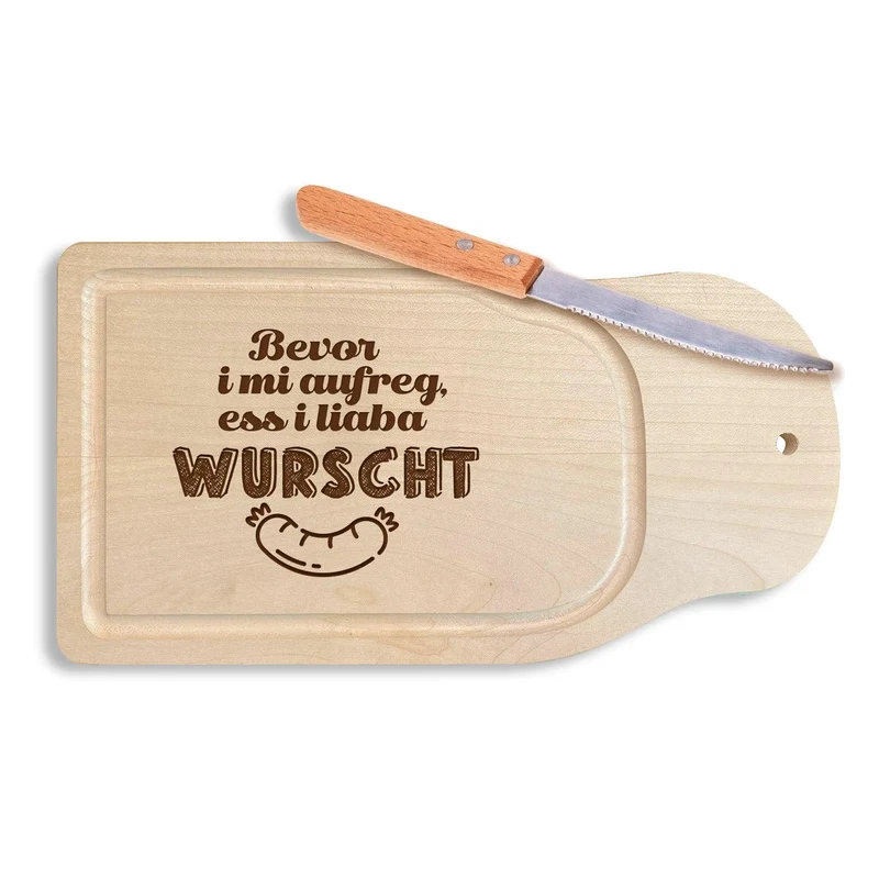 Brotzeitbrettl "Bevor i mi aufreg, ess i liaba Wurscht"