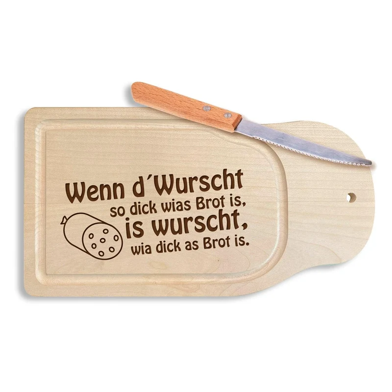 Brotzeitbrettl "Wenn d´Wurscht so dick wias Brot is"