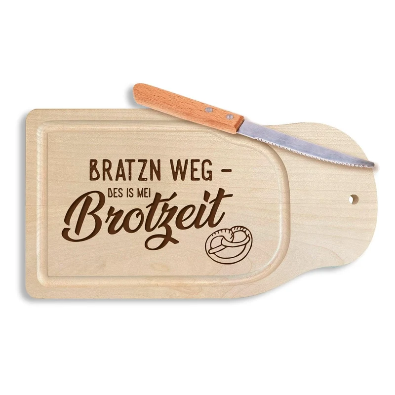 Brotzeitbrettl "Bratzn weg - des is mei Brotzeit!"
