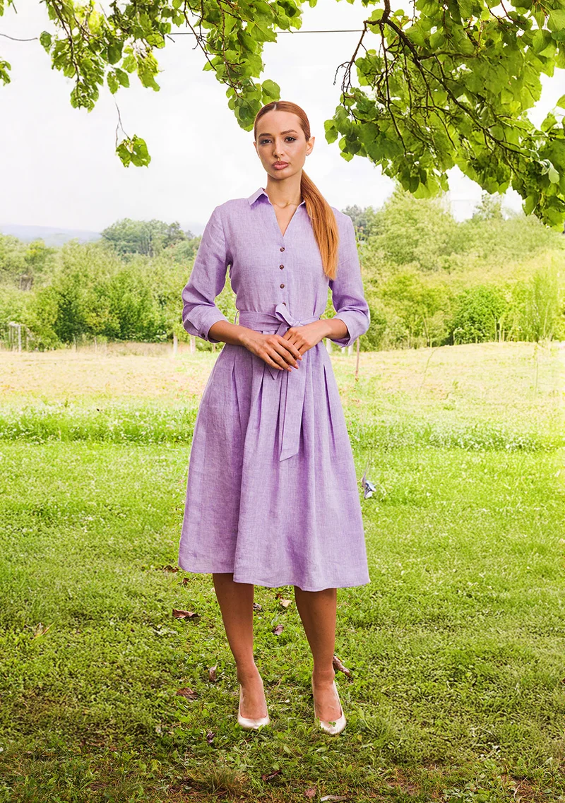 Leinen Kleid Kaiserjäger Heike lila 75cm