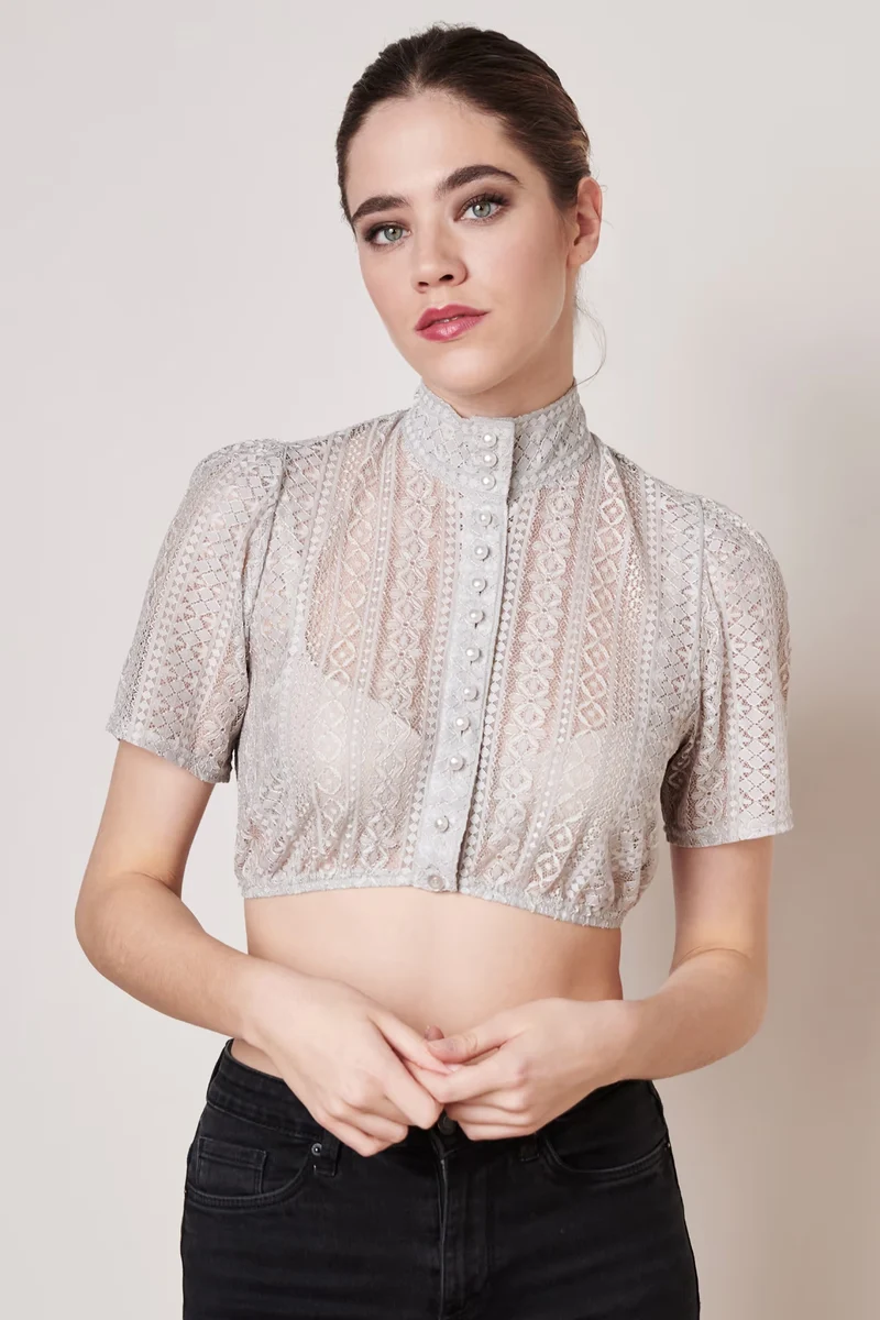 Dirndlbluse Kali von Krüger grau