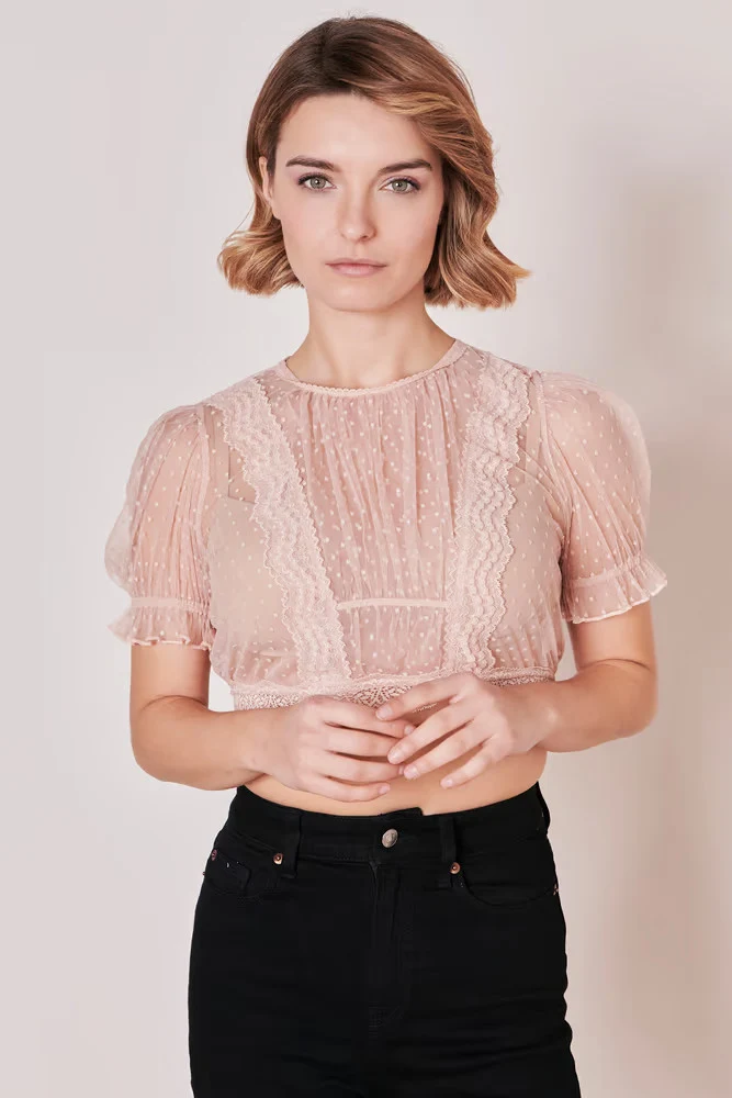 Dirndlbluse Krüger Madl Kelly apricot rosa