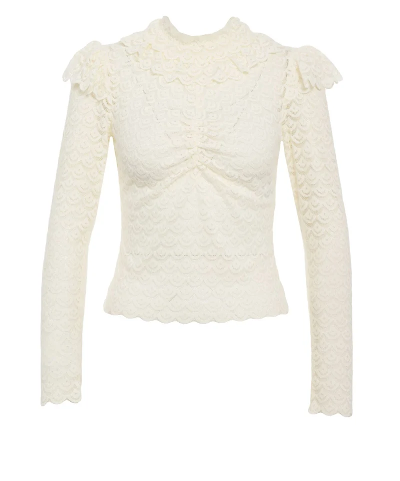 Top in pizzo con dettagli con ruches