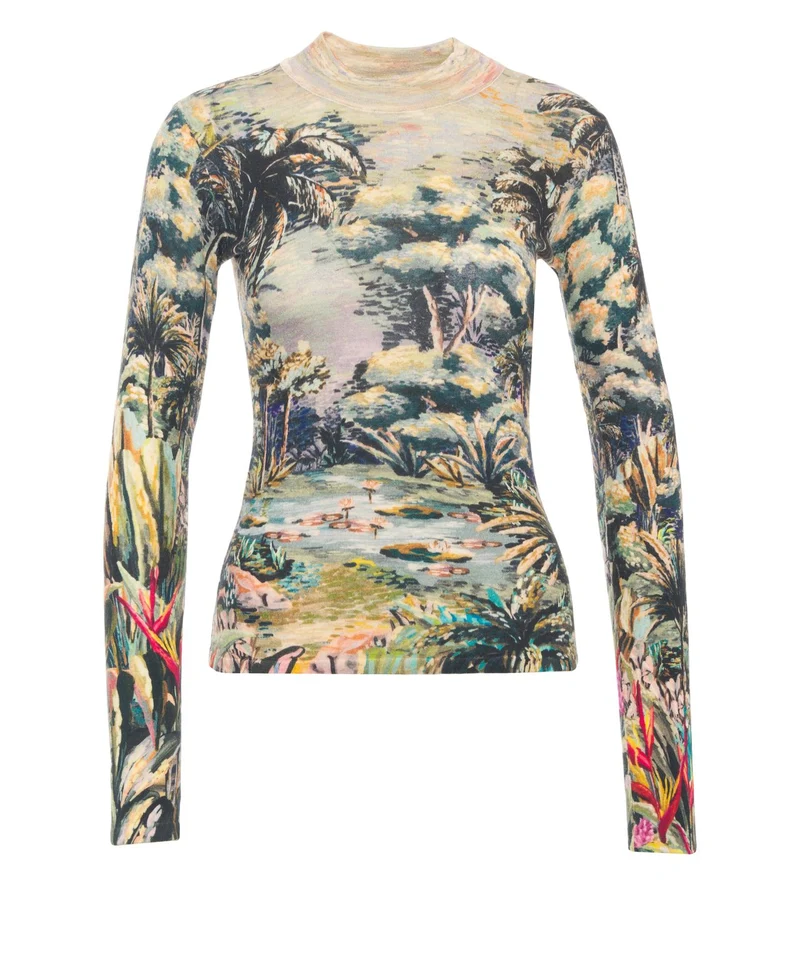 T-shirt a maniche lunghe con motivo floreale