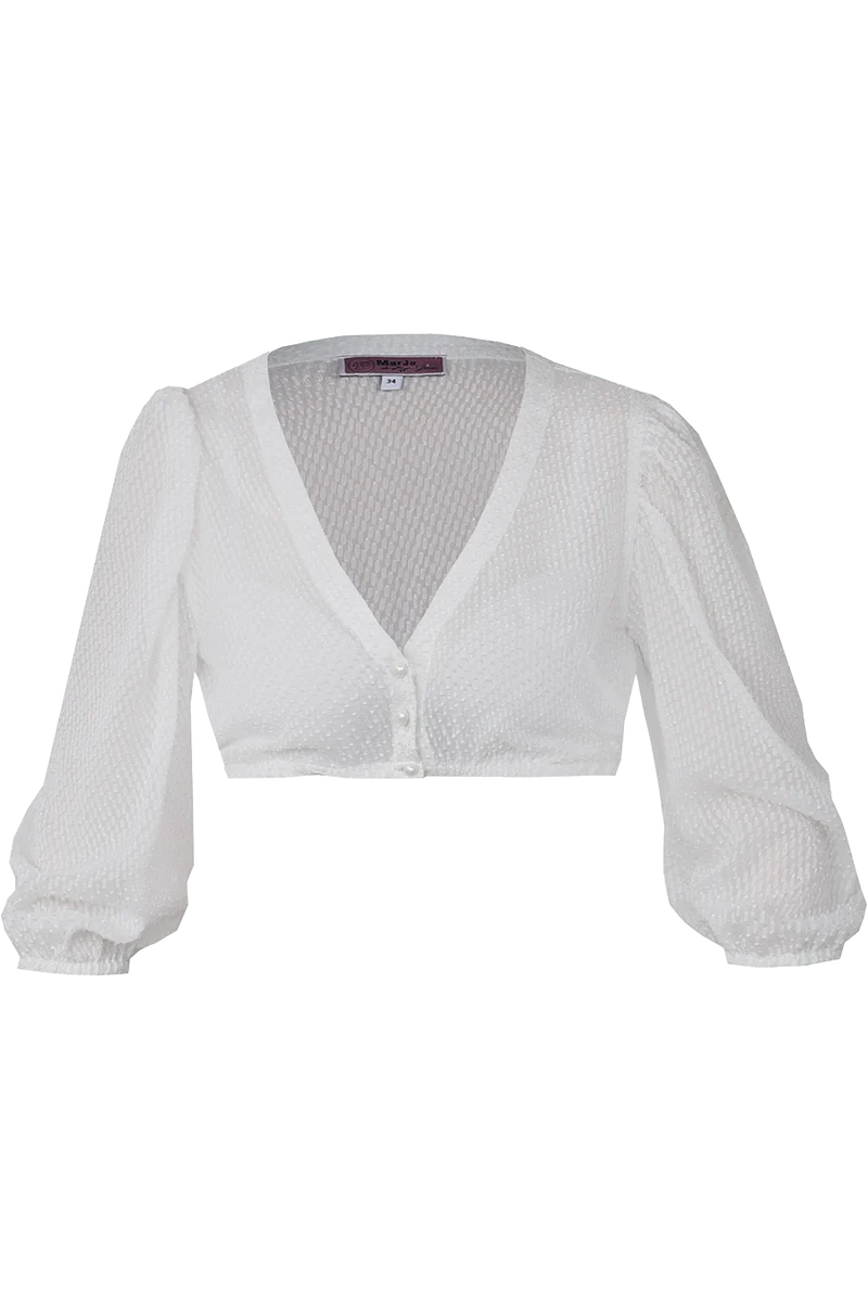 Dirndlbluse aus Chiffon mit 3/4-Puffärmeln