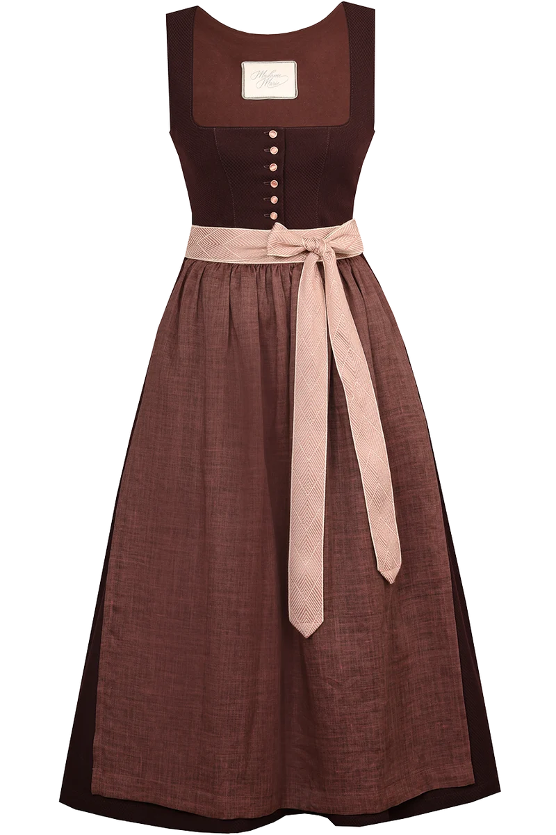 Midi-Dirndl mit Leinenschürze
