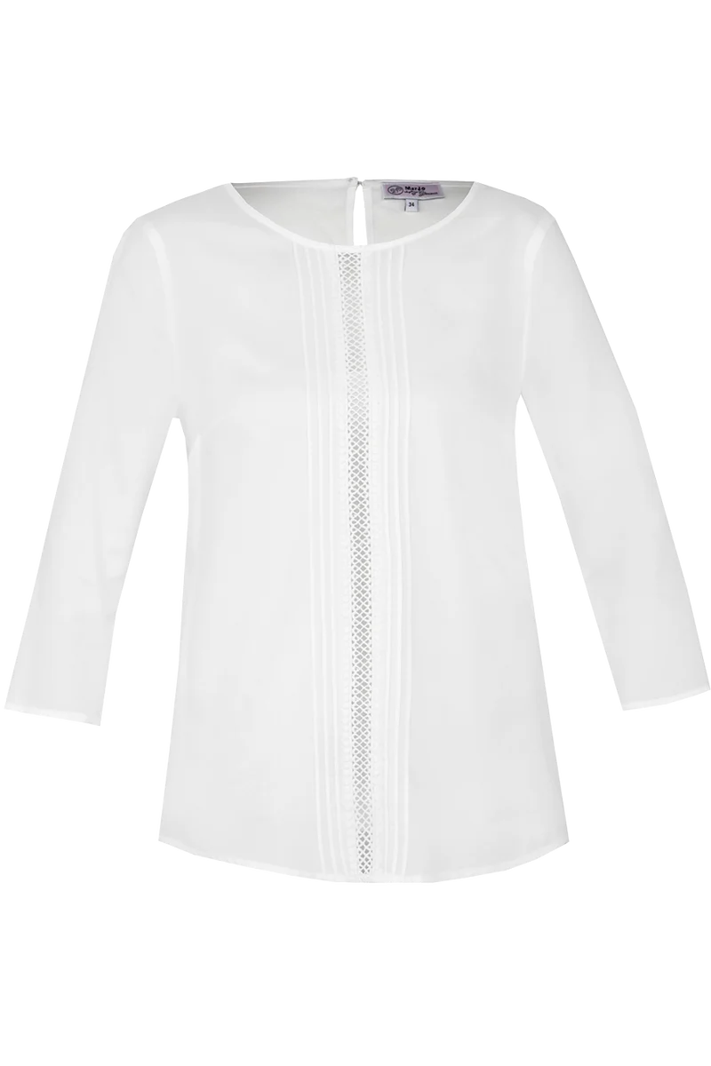 Damen Trachten Blusenshirt 3/4-Arm mit Biesen