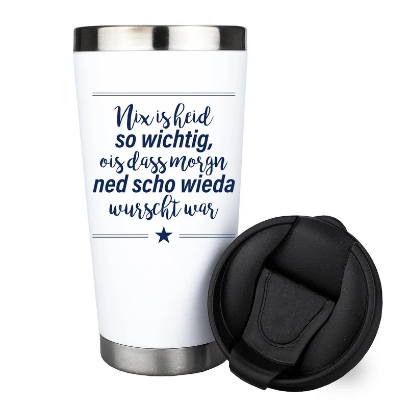 Trinkbecher "Nix is heid so wichtig..."
