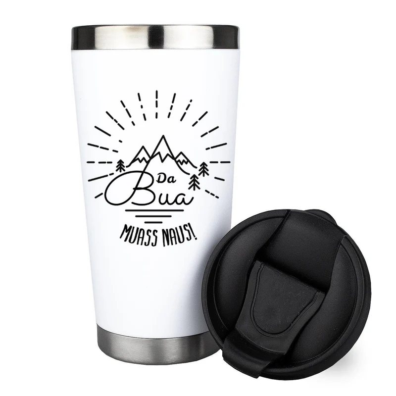 Trinkbecher "Da Bua muass naus"