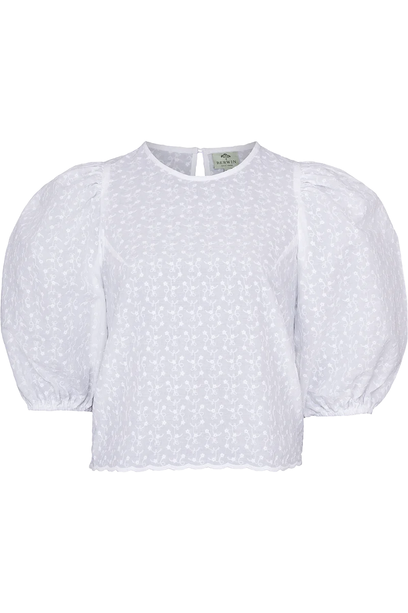 Damen Trachten-Bluse kurz mit Puffärmeln