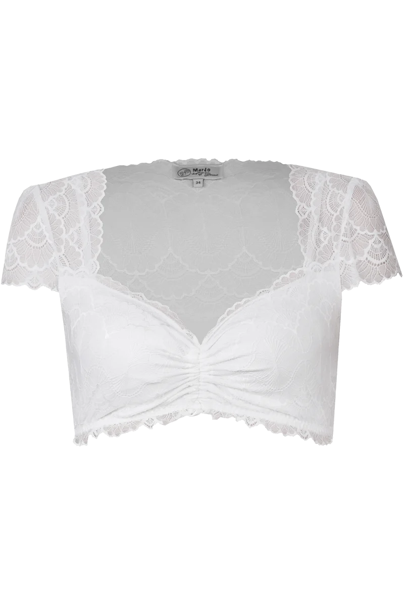 Dirndlbluse mit Flügelarm und Spitze vollelastisch
