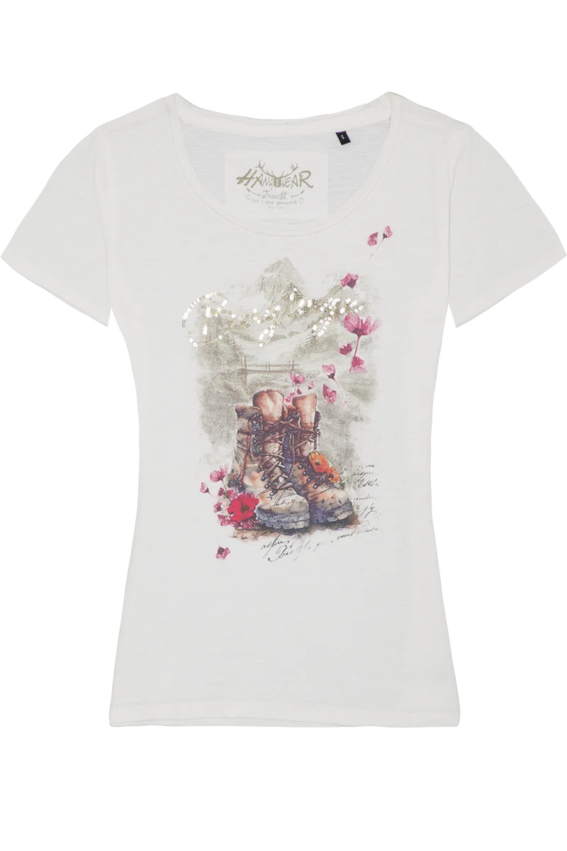 Damen T-Shirt aus Bio-Baumwolle mit Bergmotiv