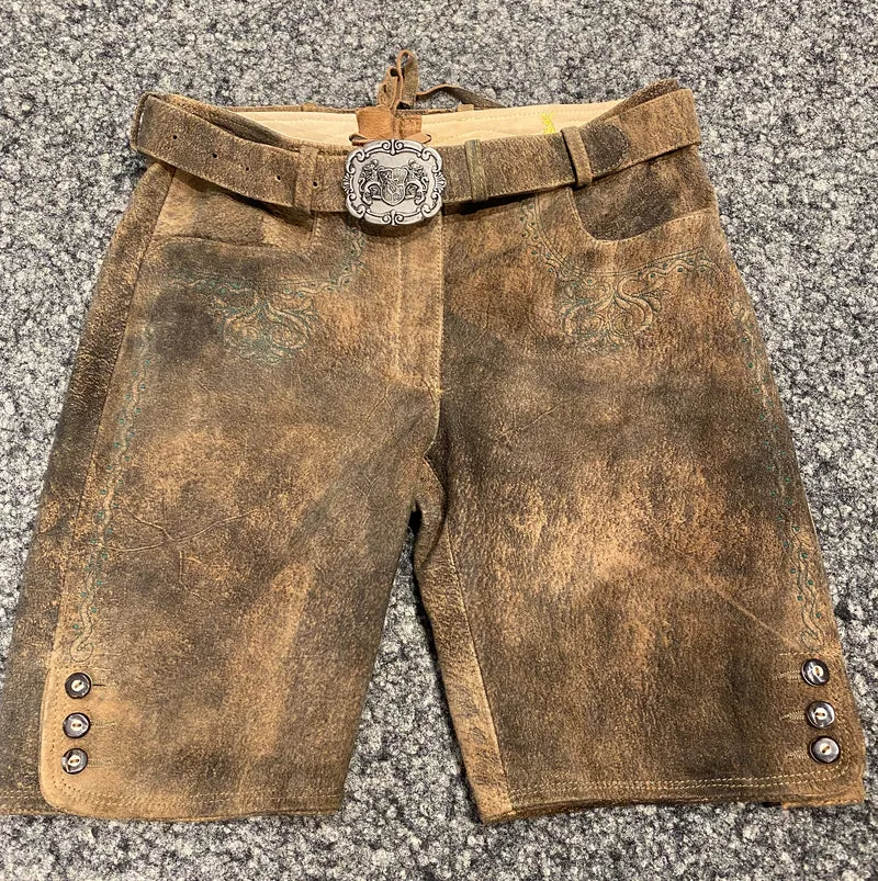 Damen Lederhose Almsach kurz braun