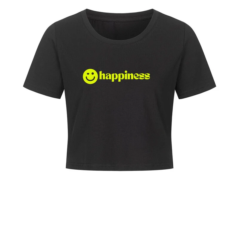 "Happiness" Statement Crop Tee