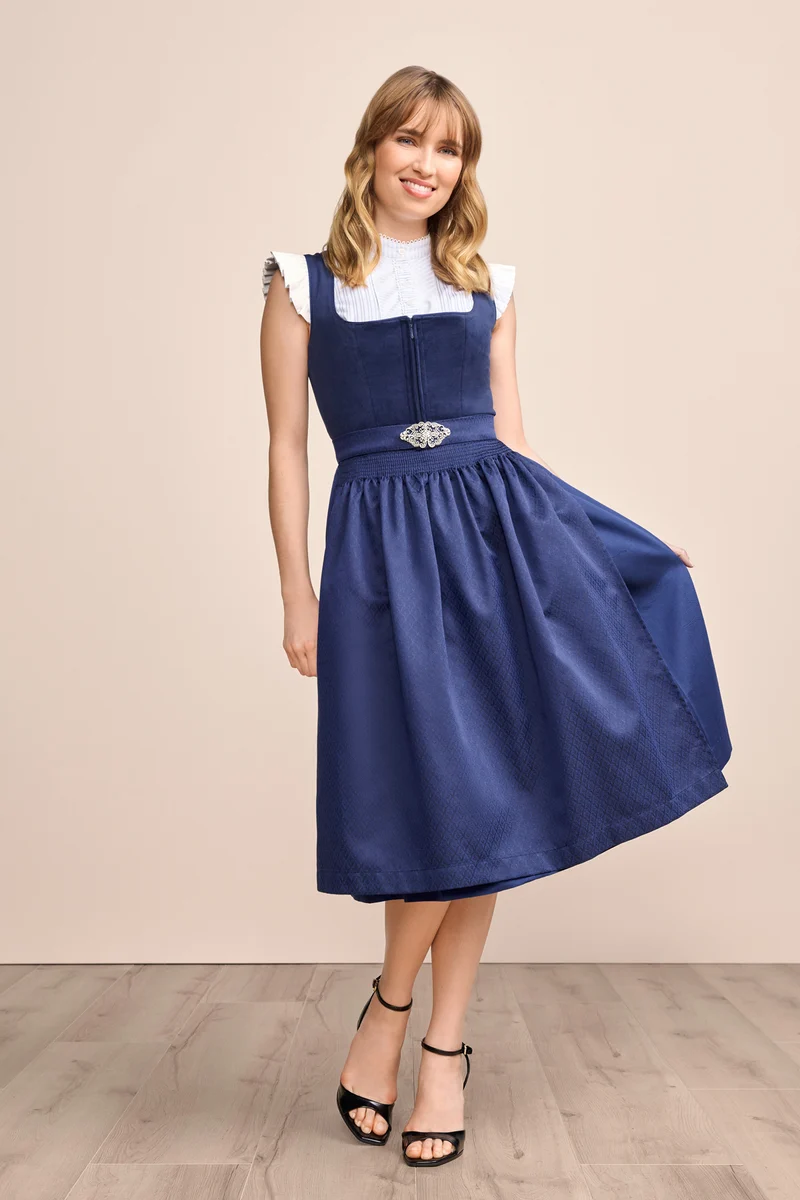 Krüger Dirndl Alisha Samt blau 70 cm