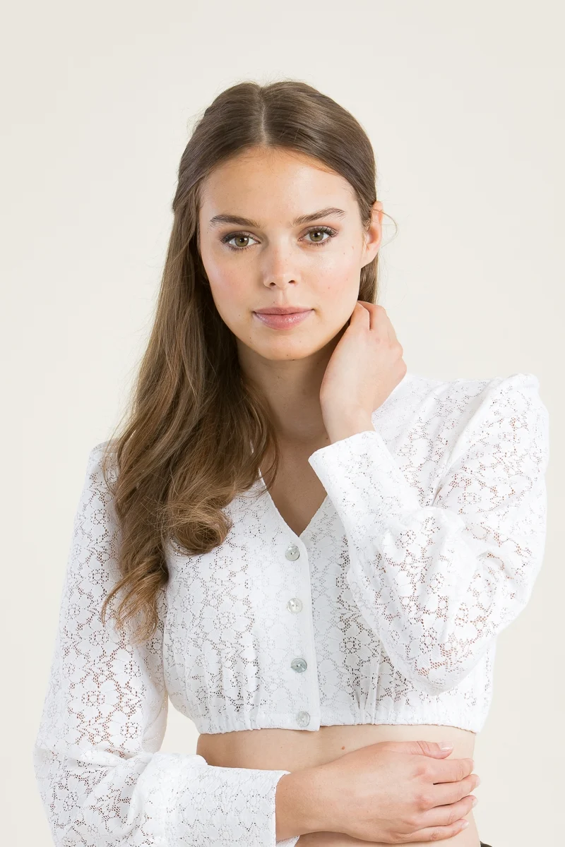 Berwin & Wolff Dirndlbluse Spitze Weiß Puffarm