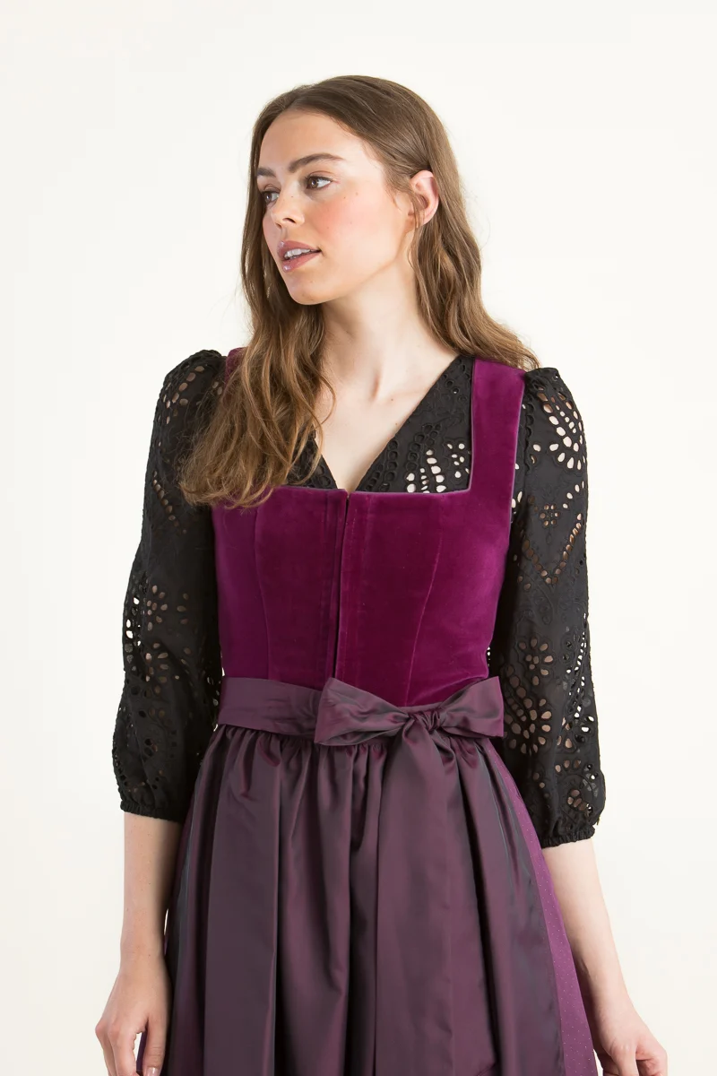Alpenherz Dirndlbluse Lou Puffarm Schwarz