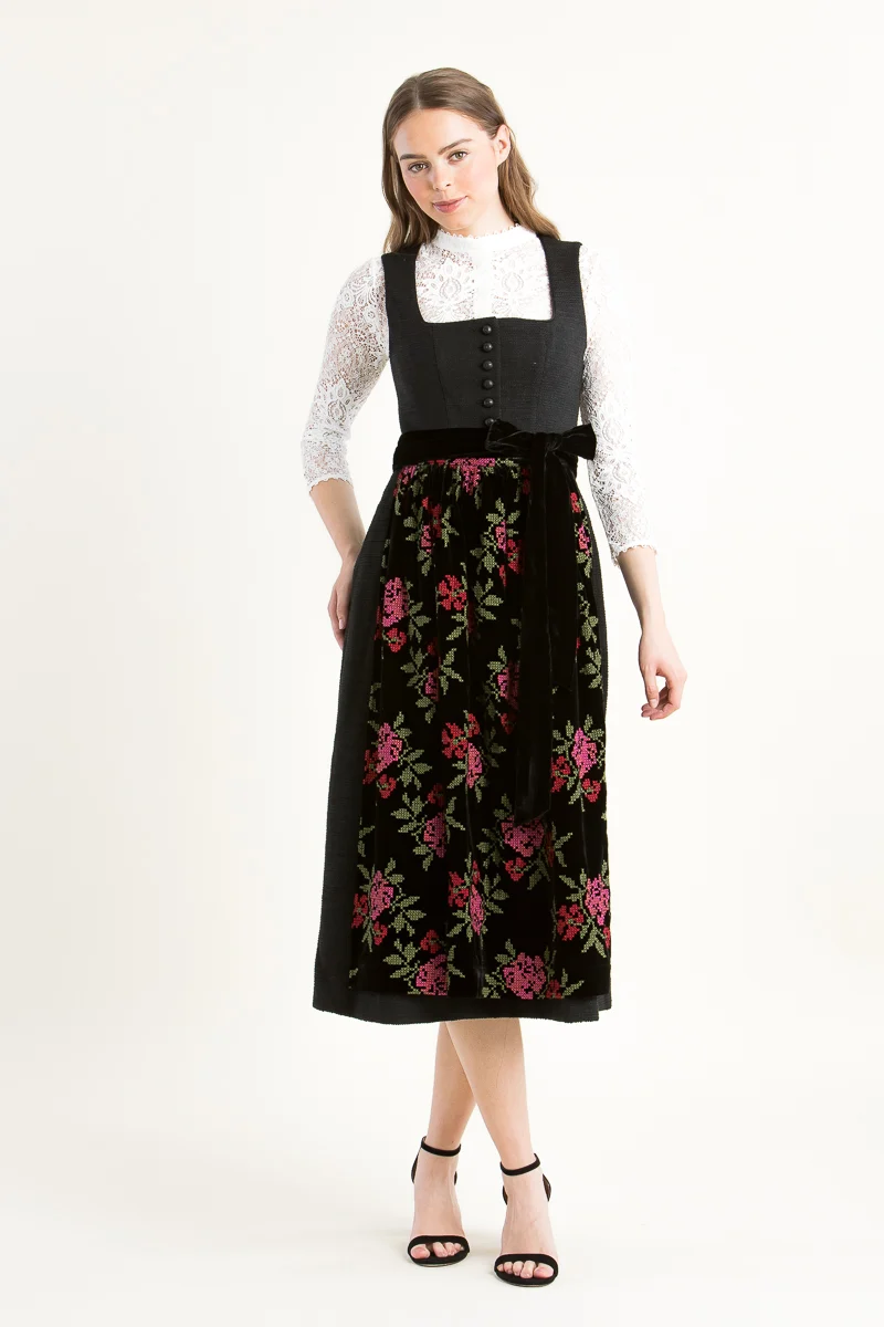 Almliebe Dirndl Rosen Resli schwarz