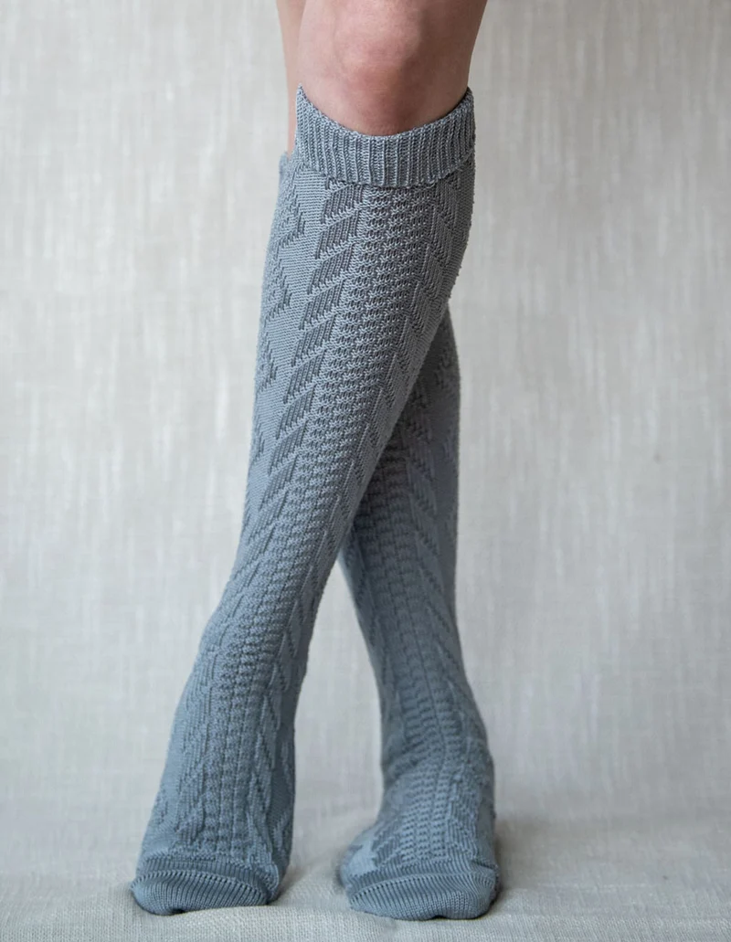 Grey Knee-High Dirndl Socks
