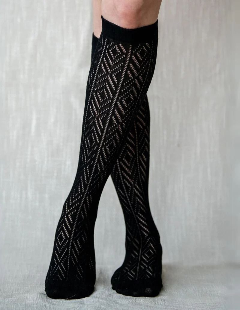 Black Knee-High Dirndl Socks