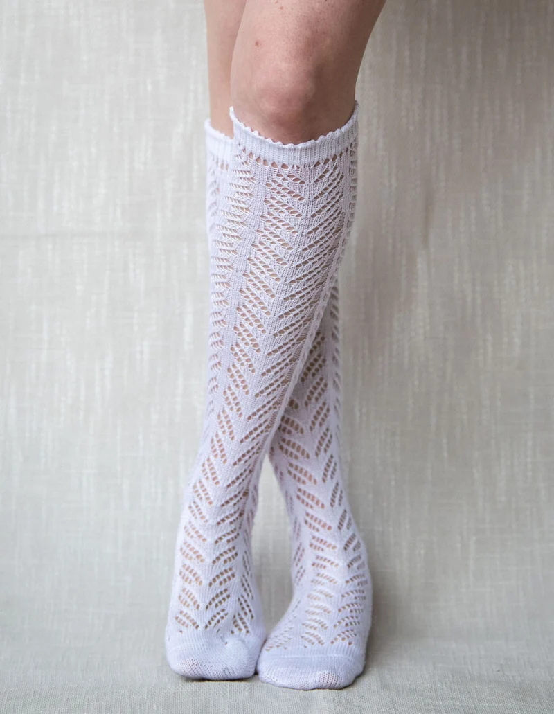 White Knee-High Dirndl Socks
