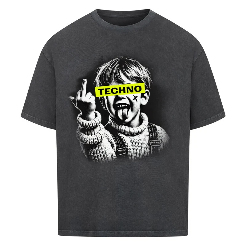 "Techno" Oversized Rave T-Shirt (Frontprint)