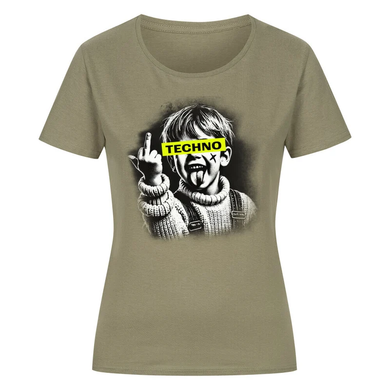 enges Techno Shirt "Techno" Frontprint
