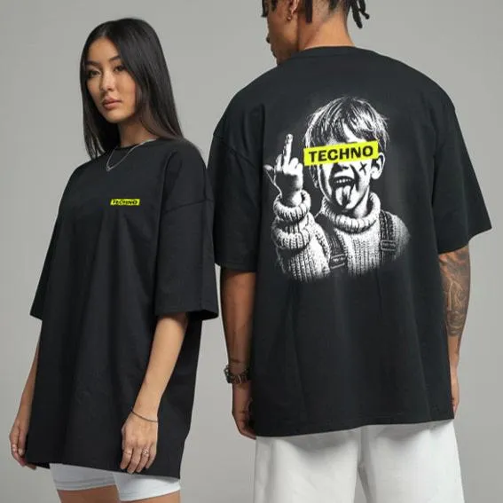 "Techno" Oversized Statement Shirt – Doubleprint