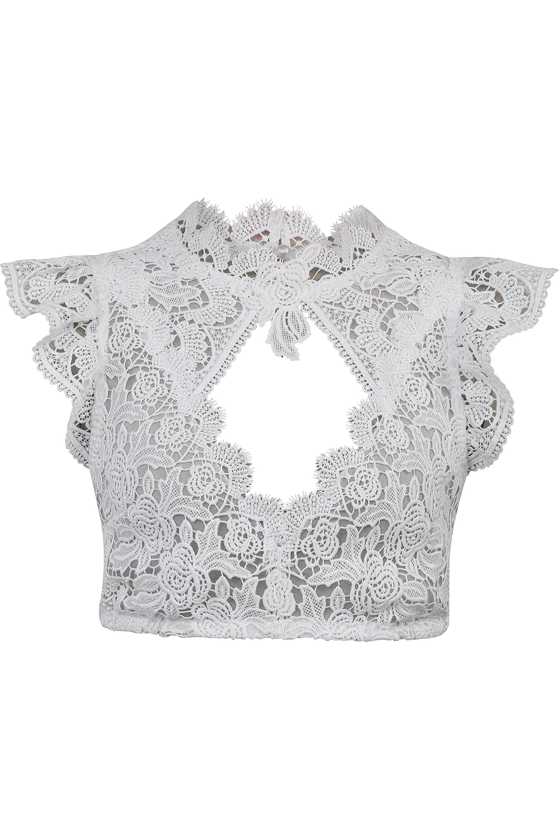 Spitzen-Dirndlbluse mit Flügelärmel
