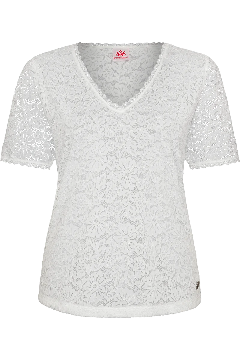 Damen Trachtenshirt aus elastischer Spitze
