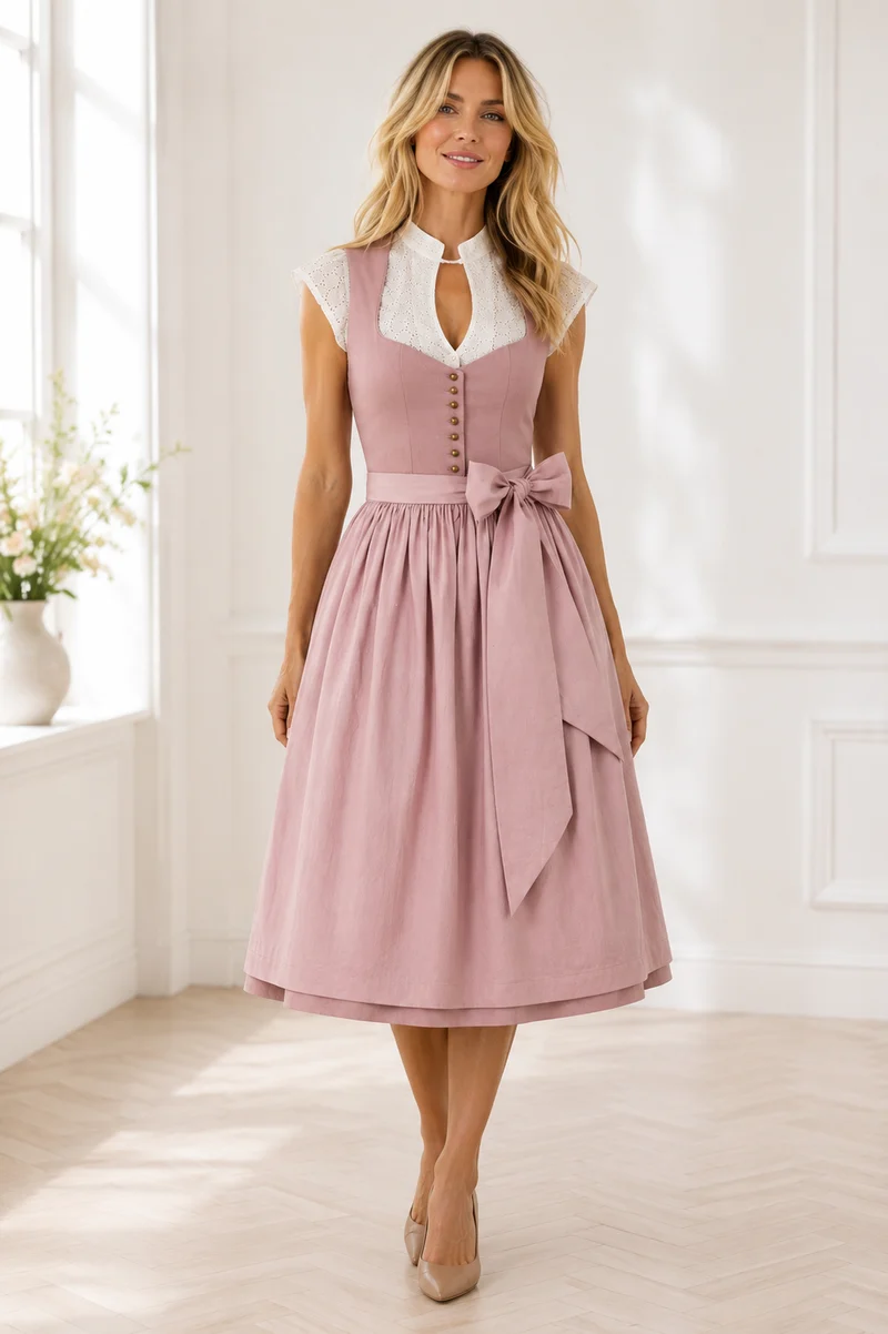 Dirndl Liga Di Bavaria Pastell Rosa Gold 70cm