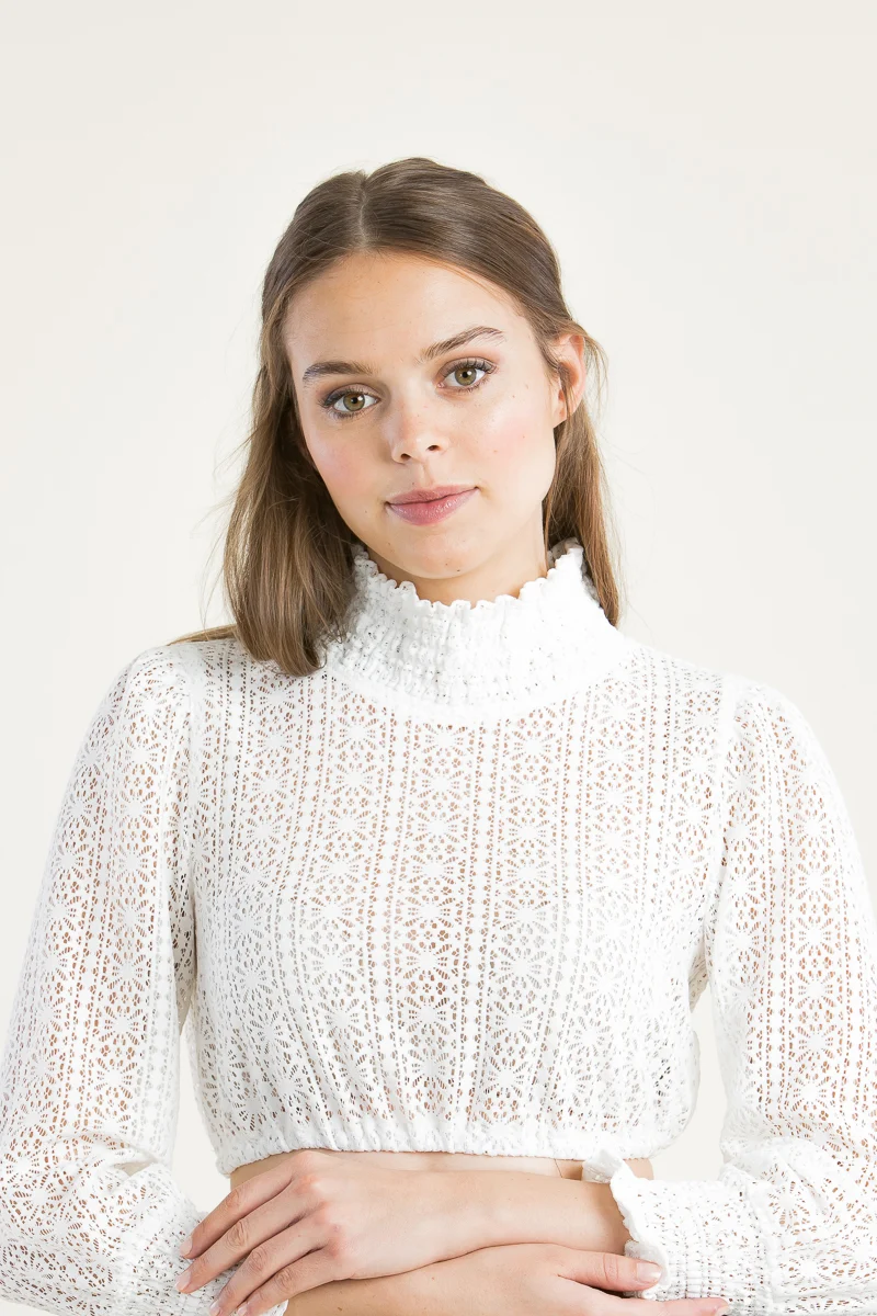 Berwin & Wolff Dirndlbluse Spitze Langarm ecru